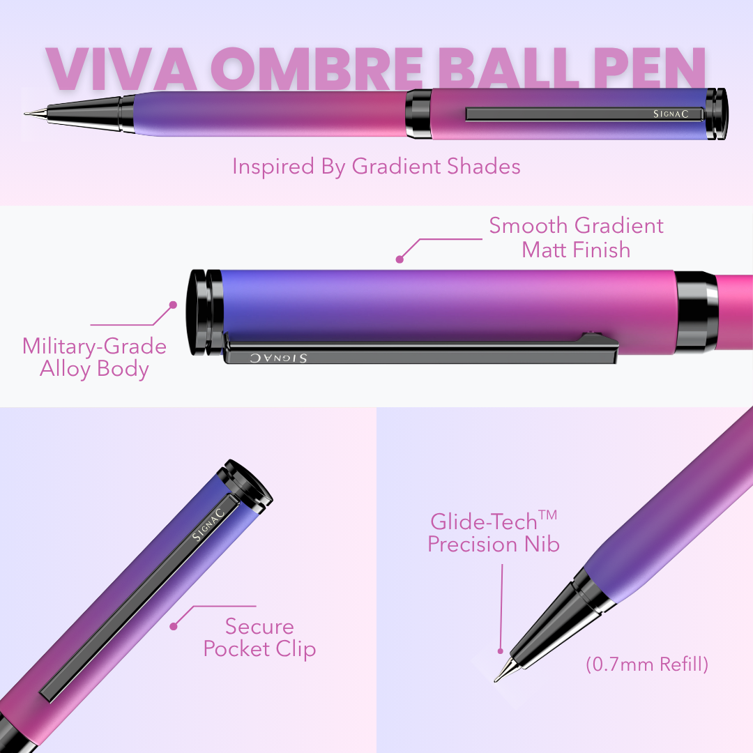 Viva Dual Shade Premium Metallic Roller & Ball Pen Set with Matte Finish