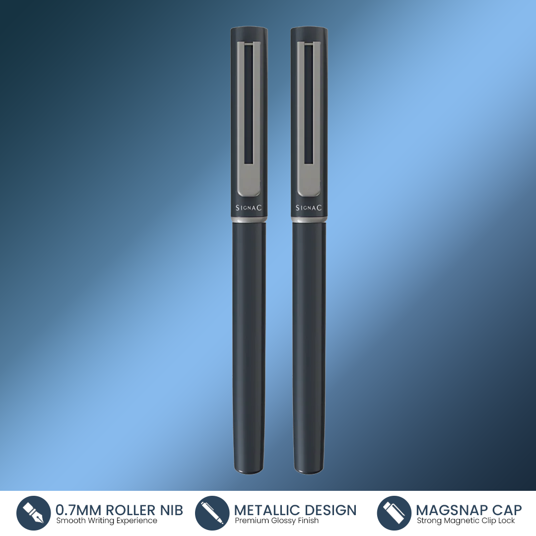 Roxx Magnetic Metallic Roller Pen – Midnight Blue