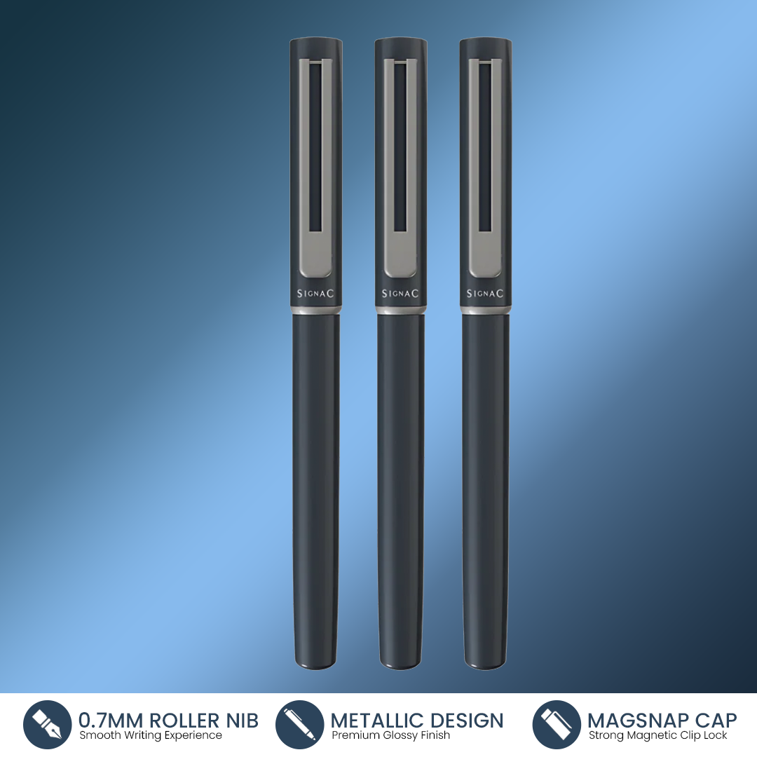 Roxx Magnetic Metallic Roller Pen – Midnight Blue