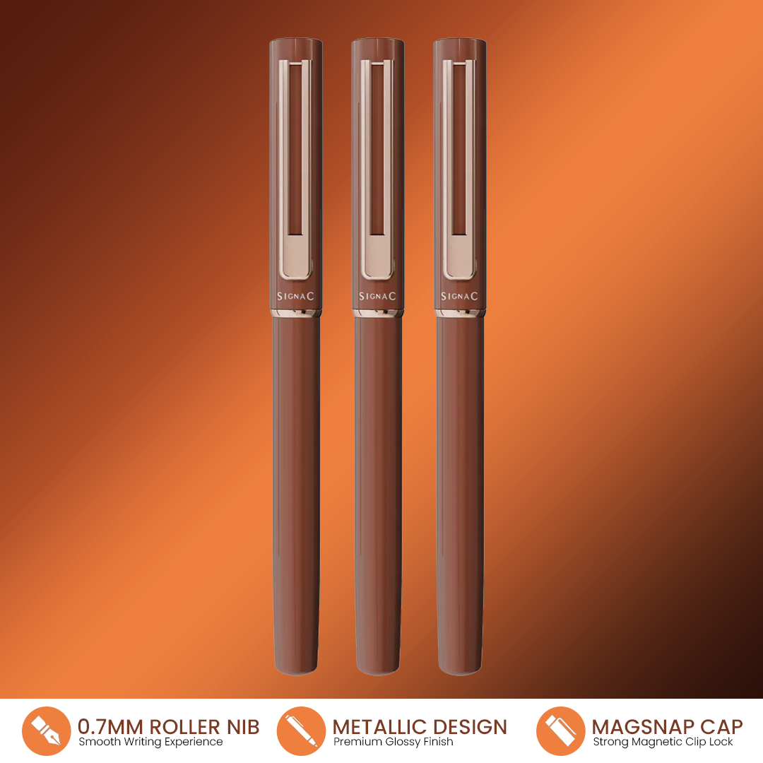 Roxx Magnetic Metallic Roller Pen – Copper Brown Rose Gold