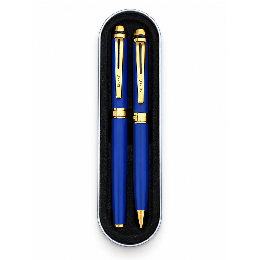 Diplomat Roller and Ball Pen Set - Royal Blue