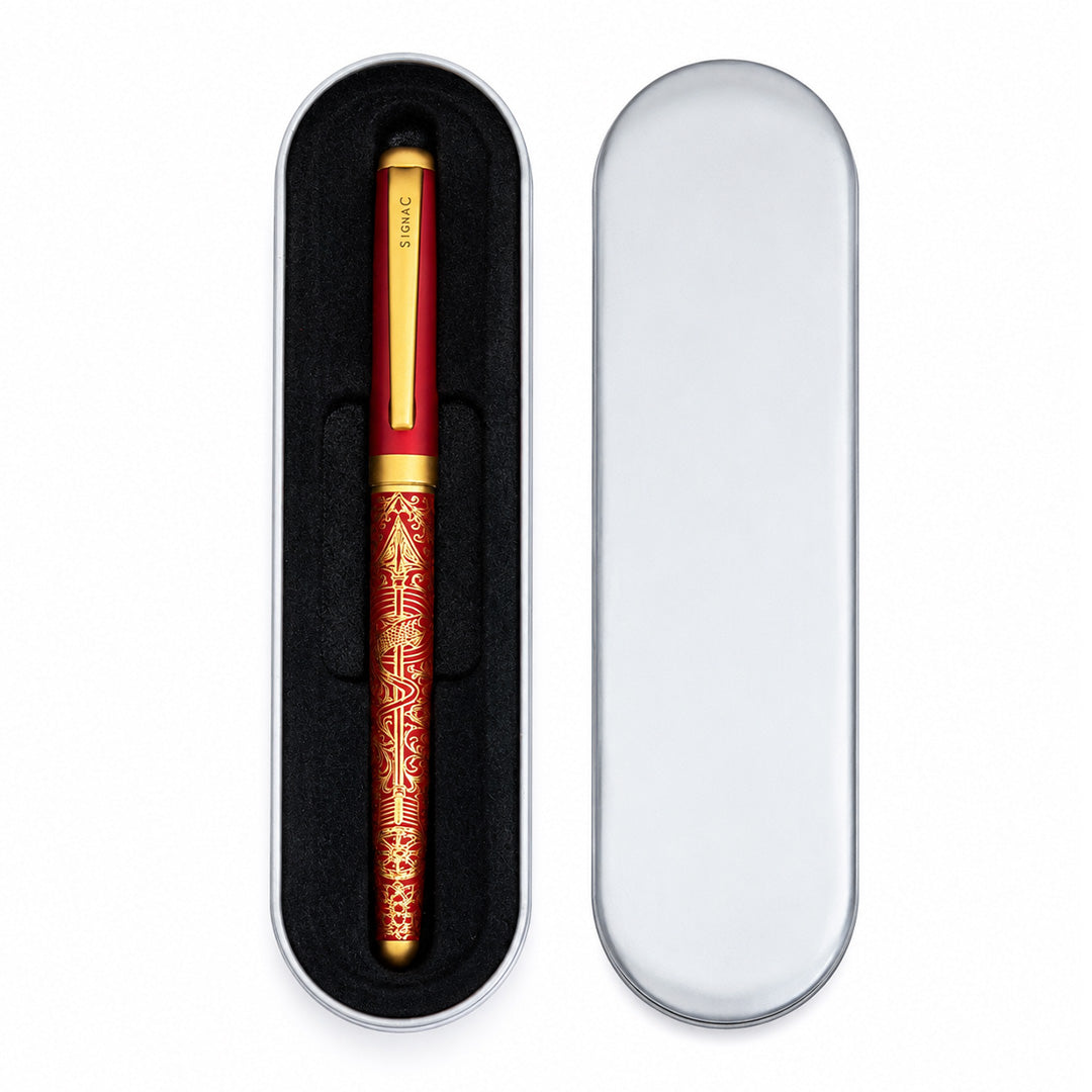 Lakshya – Arjuna and the Fish Eye Roller Pen - Crimson Red