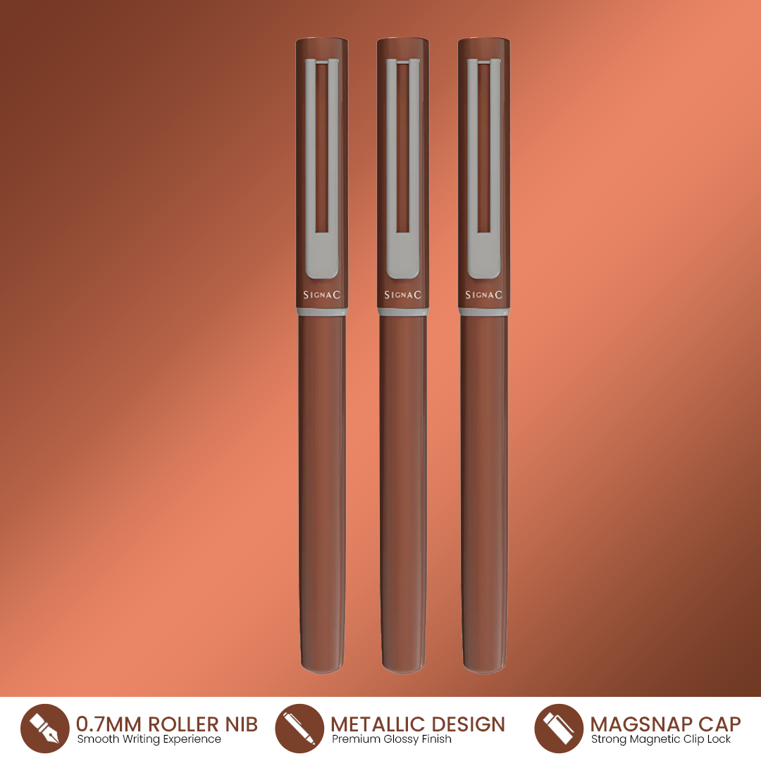 Roxx Magnetic Metallic Roller Pen – Brown Chrome