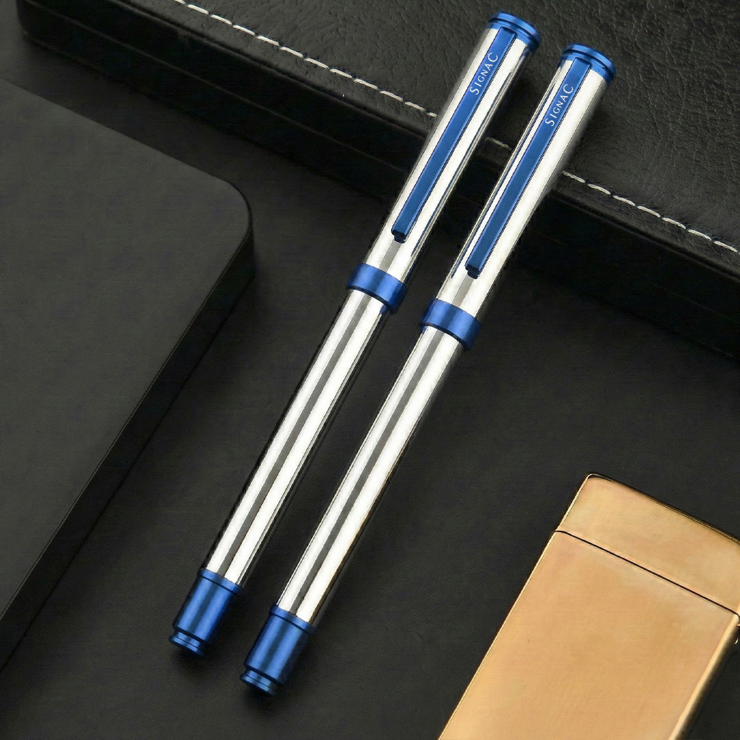 Viva Premium Metallic Plated Roller Pen - Titanium Midnight Blue