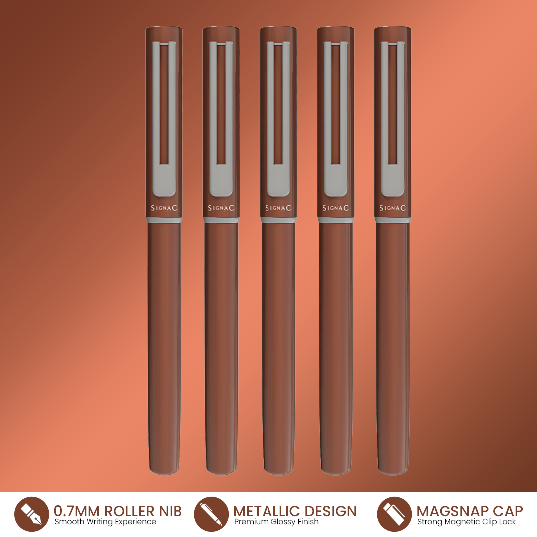 Roxx Magnetic Metallic Roller Pen – Brown Chrome