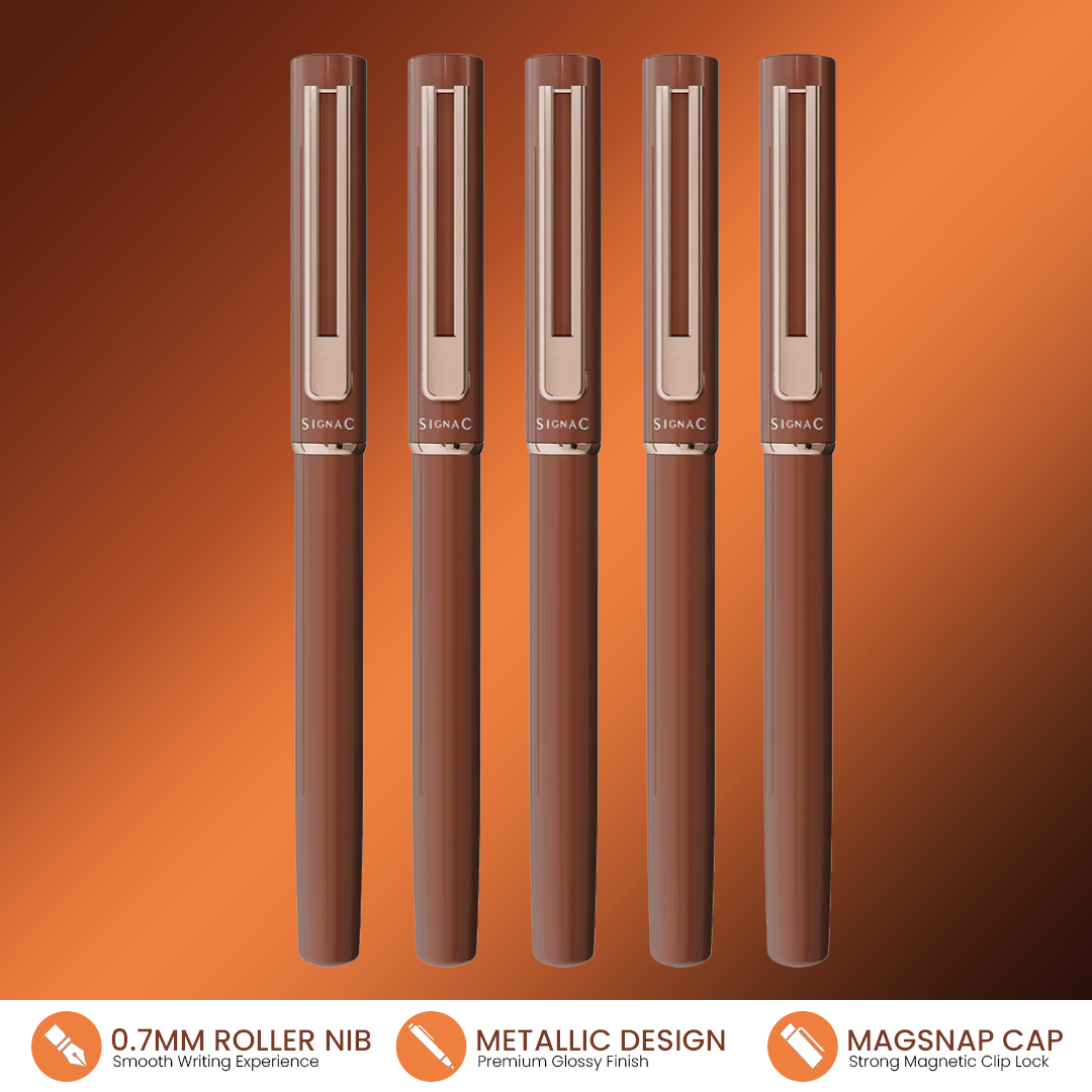 Roxx Magnetic Metallic Roller Pen – Copper Brown Rose Gold