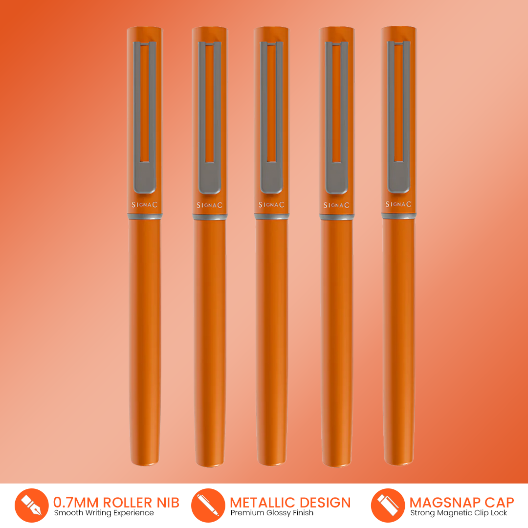 Roxx Magnetic Metallic Roller Pen – Sunset Orange