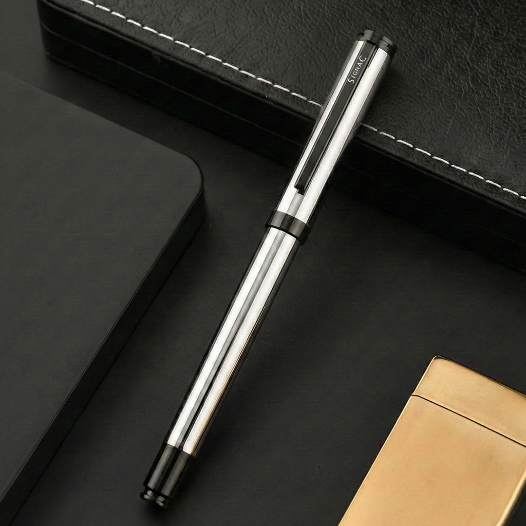 Viva Premium Metallic Plated Roller Pen - Titanium Jet Black