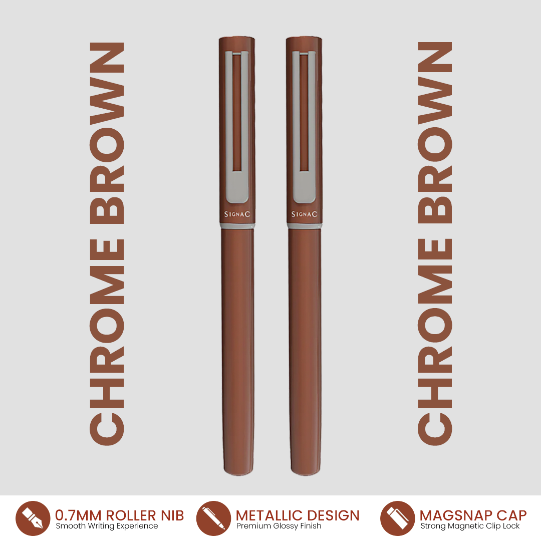 Personalised Roxx Magnetic Pen - Brown Chrome (Set of 2)