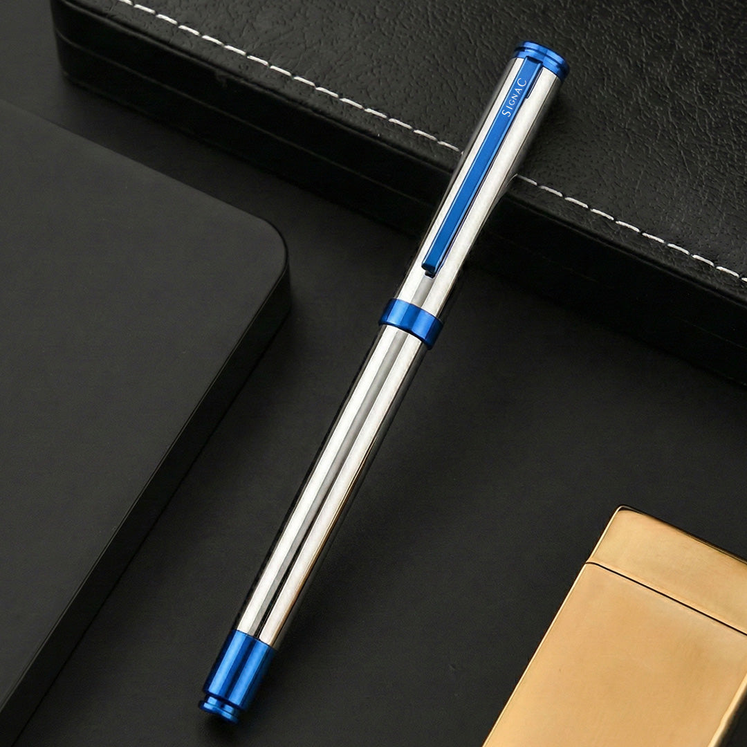 Viva Premium Metallic Plated Roller Pen - Titanium Midnight Blue