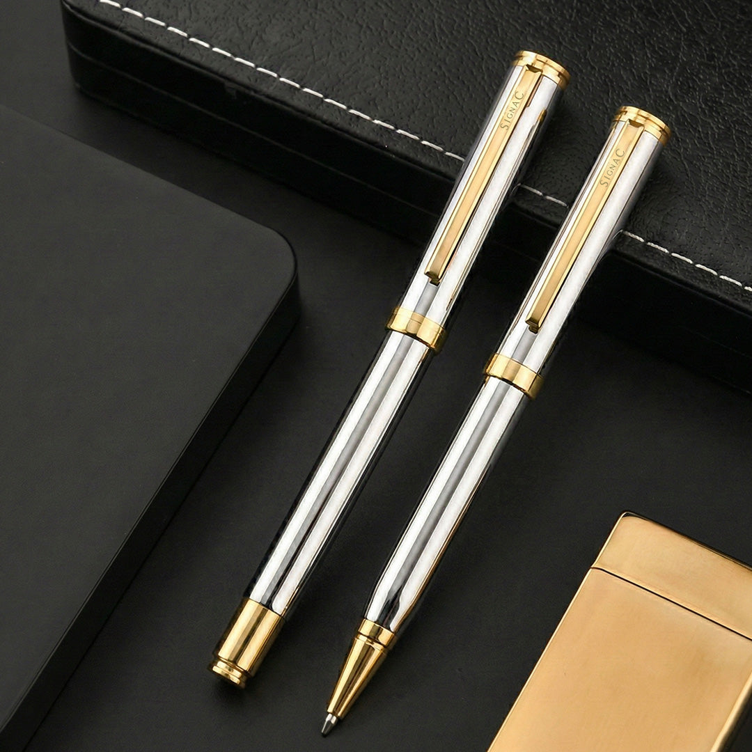 Viva Premium Metallic Plated Pen Set - Titanium 24K Gold