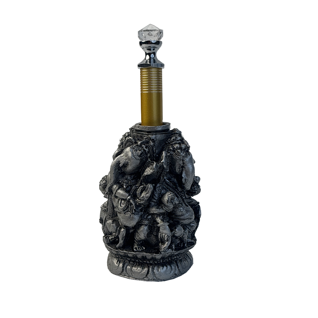 Silver Four Ganesh Pen Stand with Crystal Top Pen