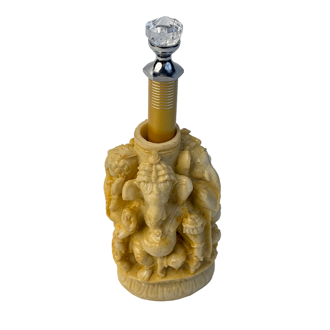 Ivory Four Ganesh Pen Stand with Crystal Top Pen