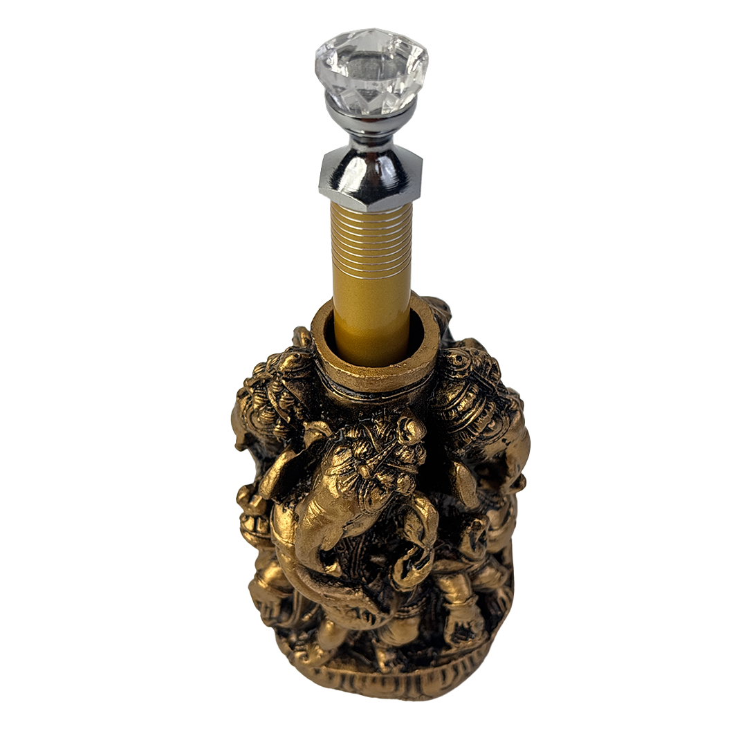 Golden Four Ganesh Pen Stand with Crystal Top Pen