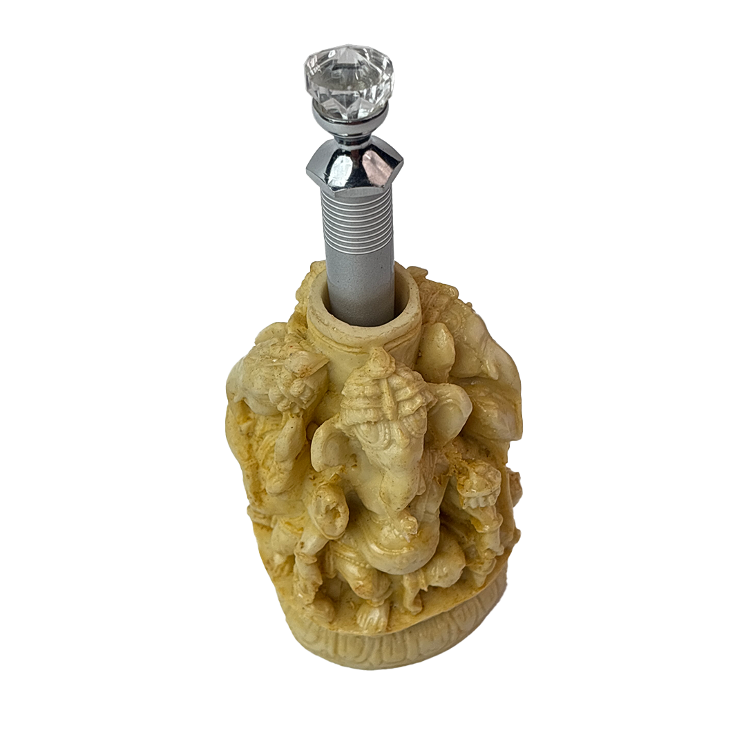 Ivory Four Ganesh Pen Stand with Crystal Top Pen