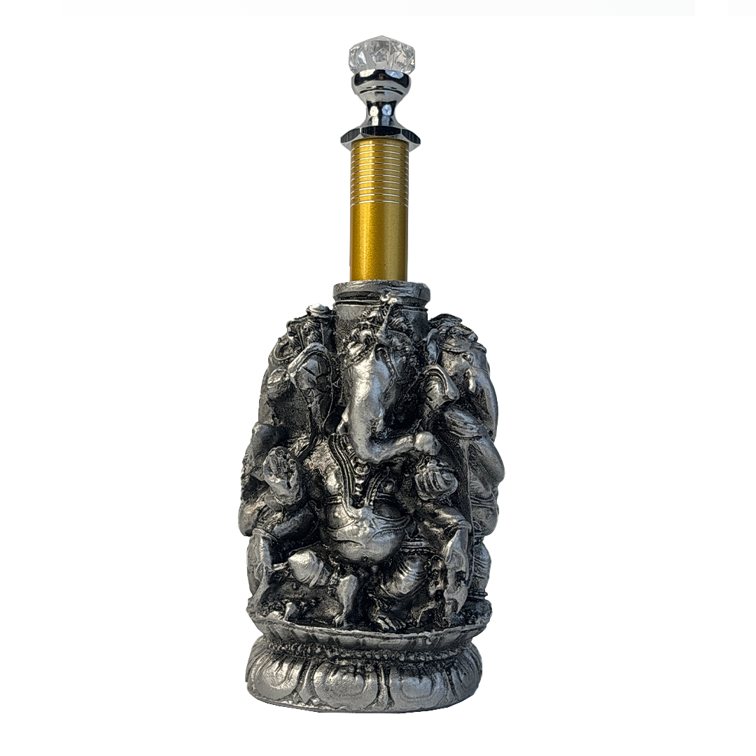 Silver Four Ganesh Pen Stand with Crystal Top Pen