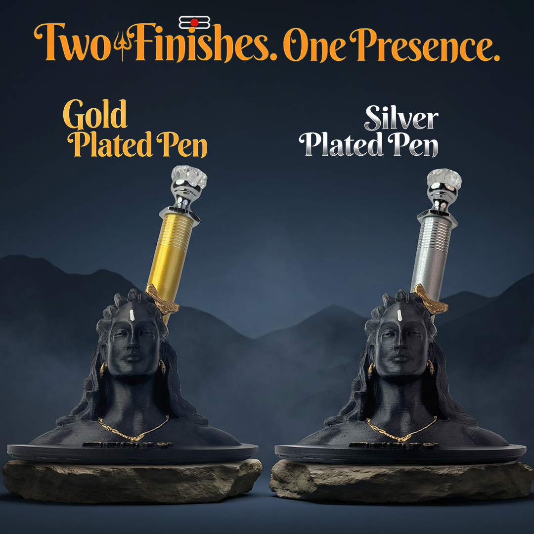Adiyogi Pen Stand with Crystal Top Silver Pen