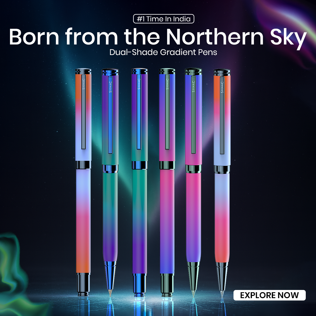 Northern Light Series Dual Shade Premium Metallic Roller & Ball Pen Set with Matte Finish - Arctic Glow
