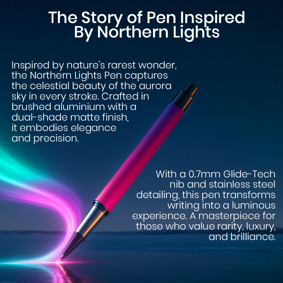 Northern Light Series Dual Shade Premium Metallic Roller & Ball Pen Set with Matte Finish - Arctic Glow