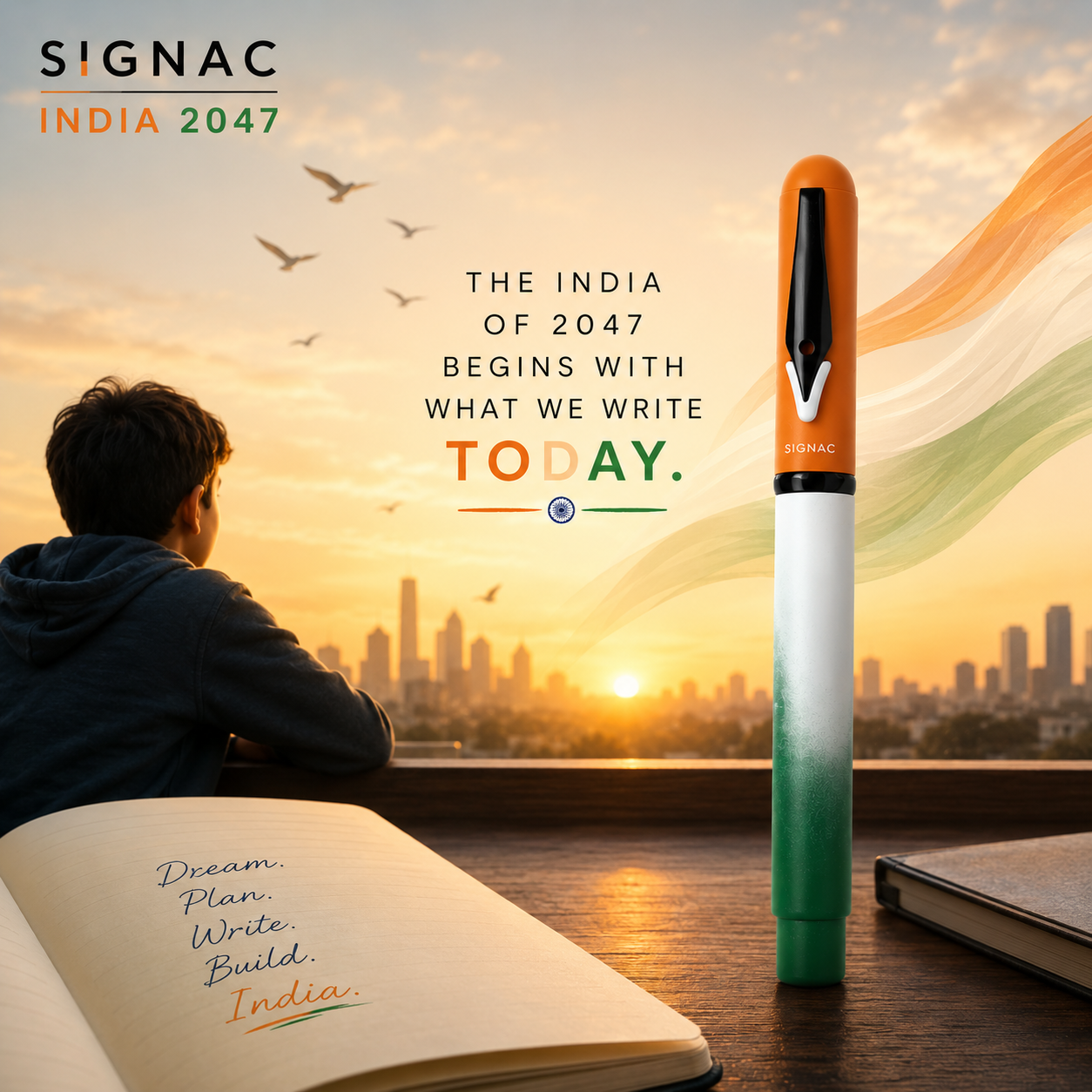 Signac Tiranga MagSnap Roller Pen - India Vision 2047 Special Edition (Set of 3 Pens)