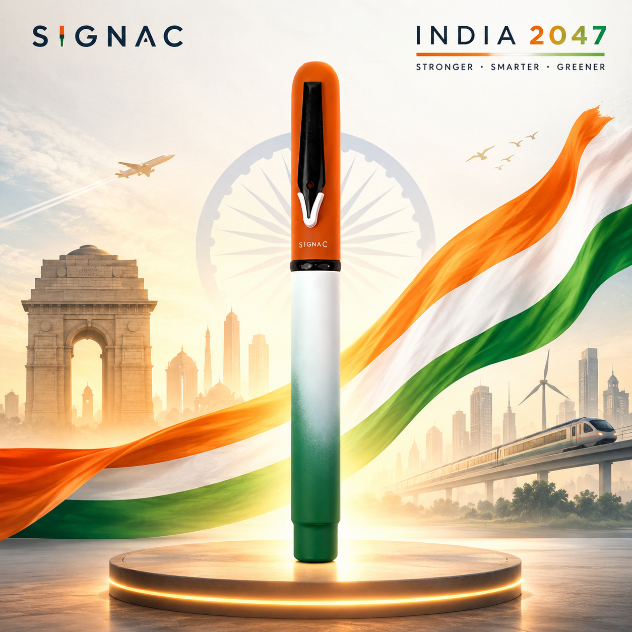 Signac Tiranga MagSnap Roller Pen - India Vision 2047 Special Edition (Set of 3 Pens)
