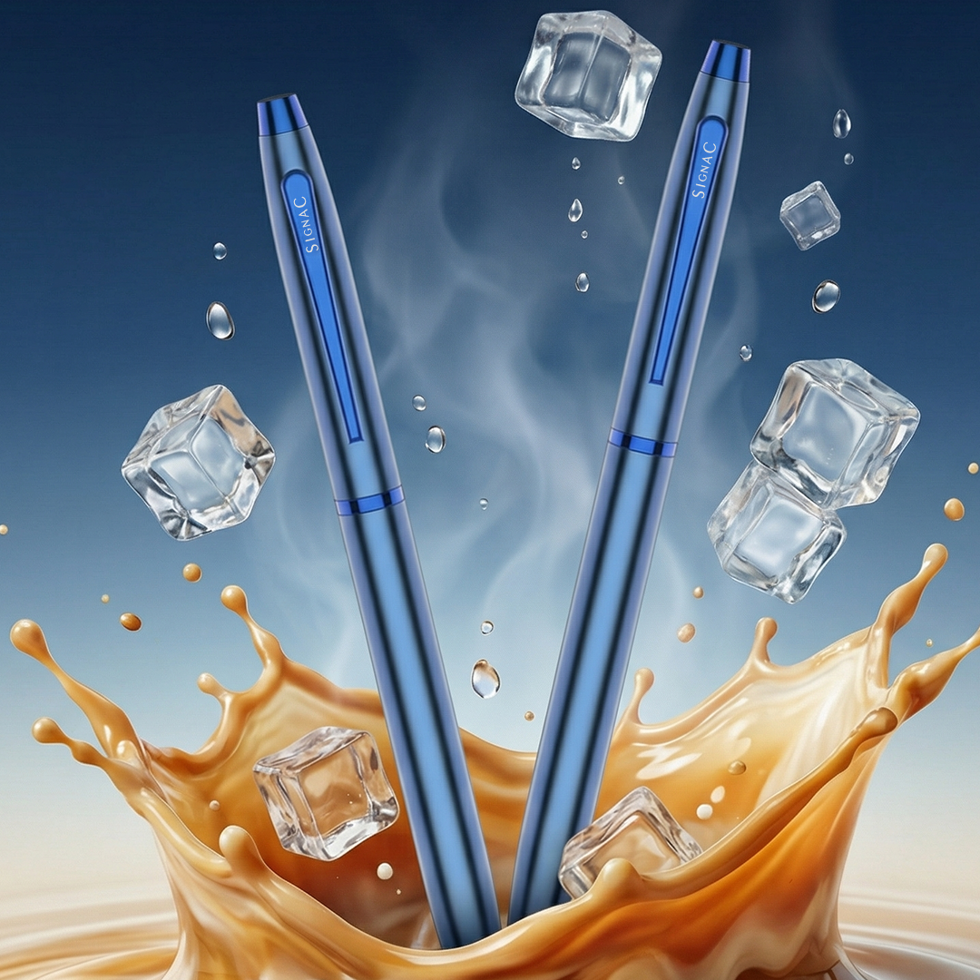 Signature Coffee Fragrance Kiger Metal With Premium Plating Roller Pen (Set of 2) | Extra Coffee Refill