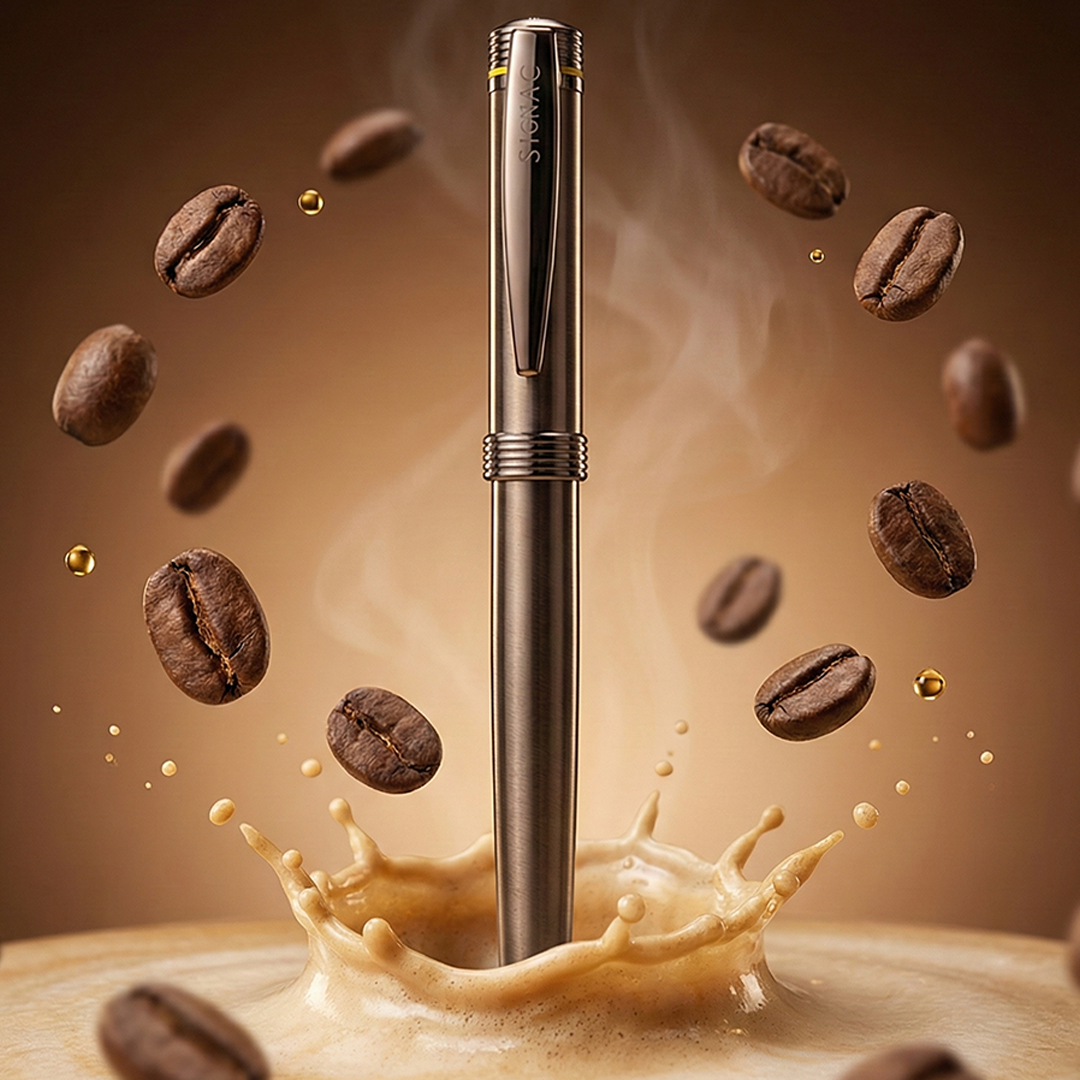 Deluxe Dello Coffee Ink Roller Pen with full Brass Body