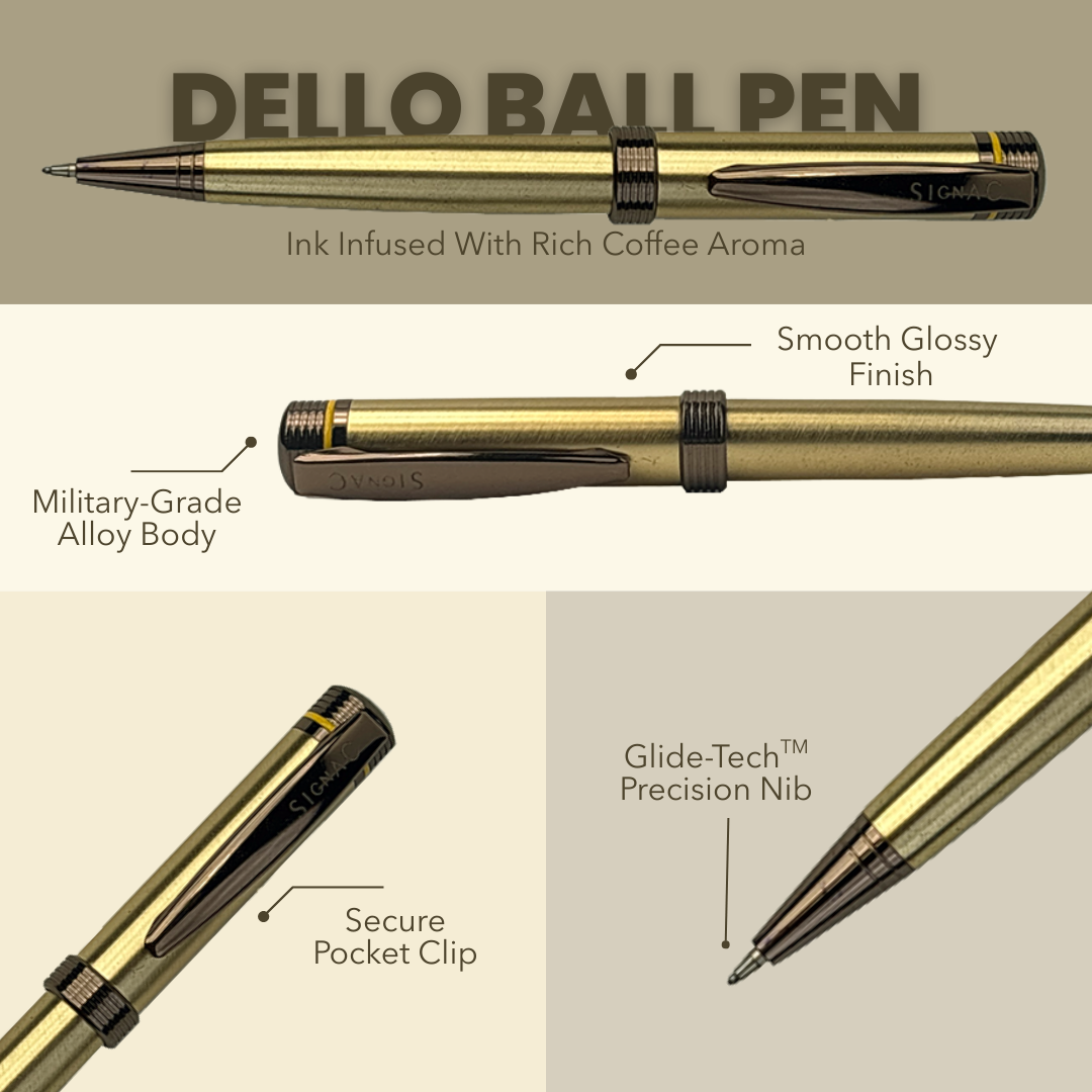 Deluxe Dello Coffee Ink Ball Pen with full Brass Body