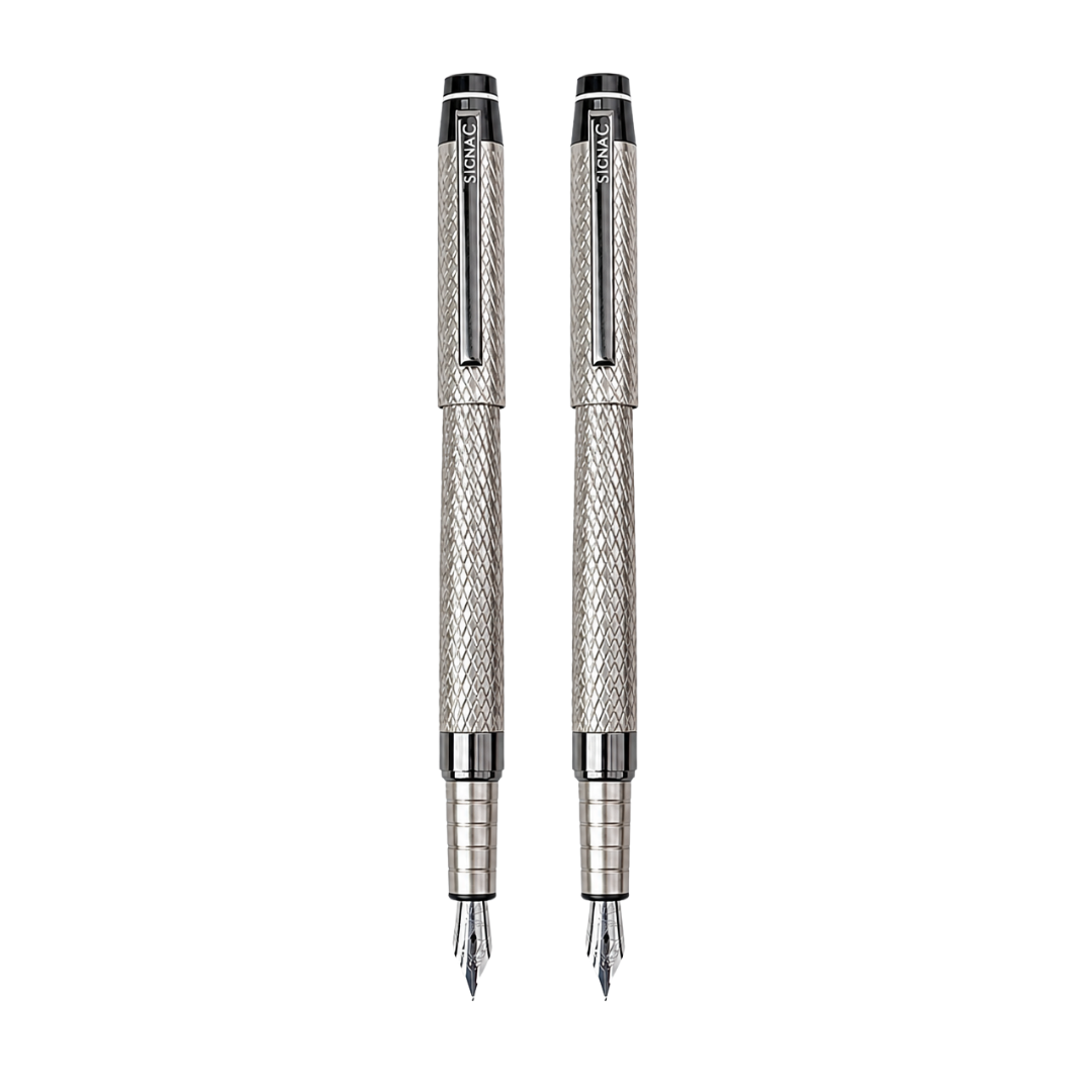 Monarch Fountain Pen | Luxury Diamond Cut Design - Set of 2