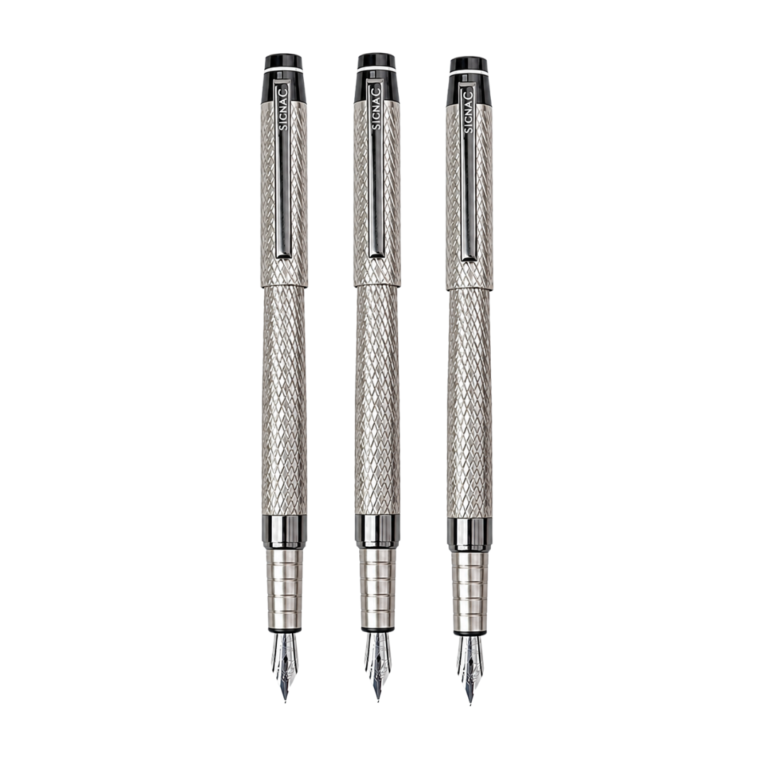 Monarch Fountain Pen | Luxury Diamond Cut Design - Set of 3