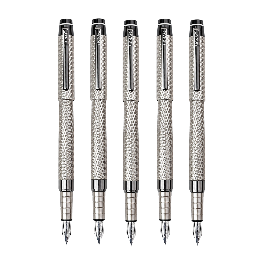 Monarch Fountain Pen | Luxury Diamond Cut Design - Set of 5