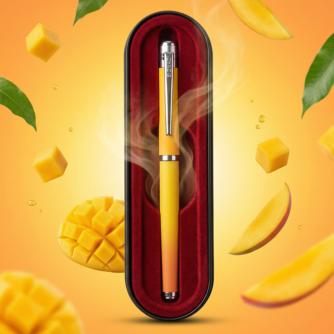 India's 1st - (Alphonso Mango Fragrance Infused) Ombre Shade Metallic Roller Pen