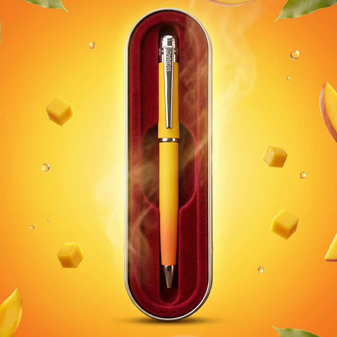 India's 1st - (Alphonso Mango Fragrance Infused) Ombre Shade Metallic Ball Pen