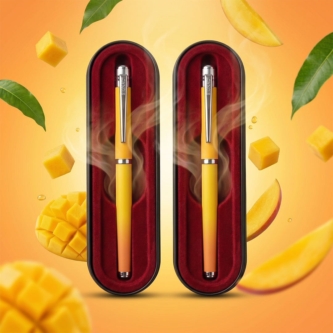 India's 1st - (Alphonso Mango Fragrance Infused) Ombre Shade Metallic Roller Pen