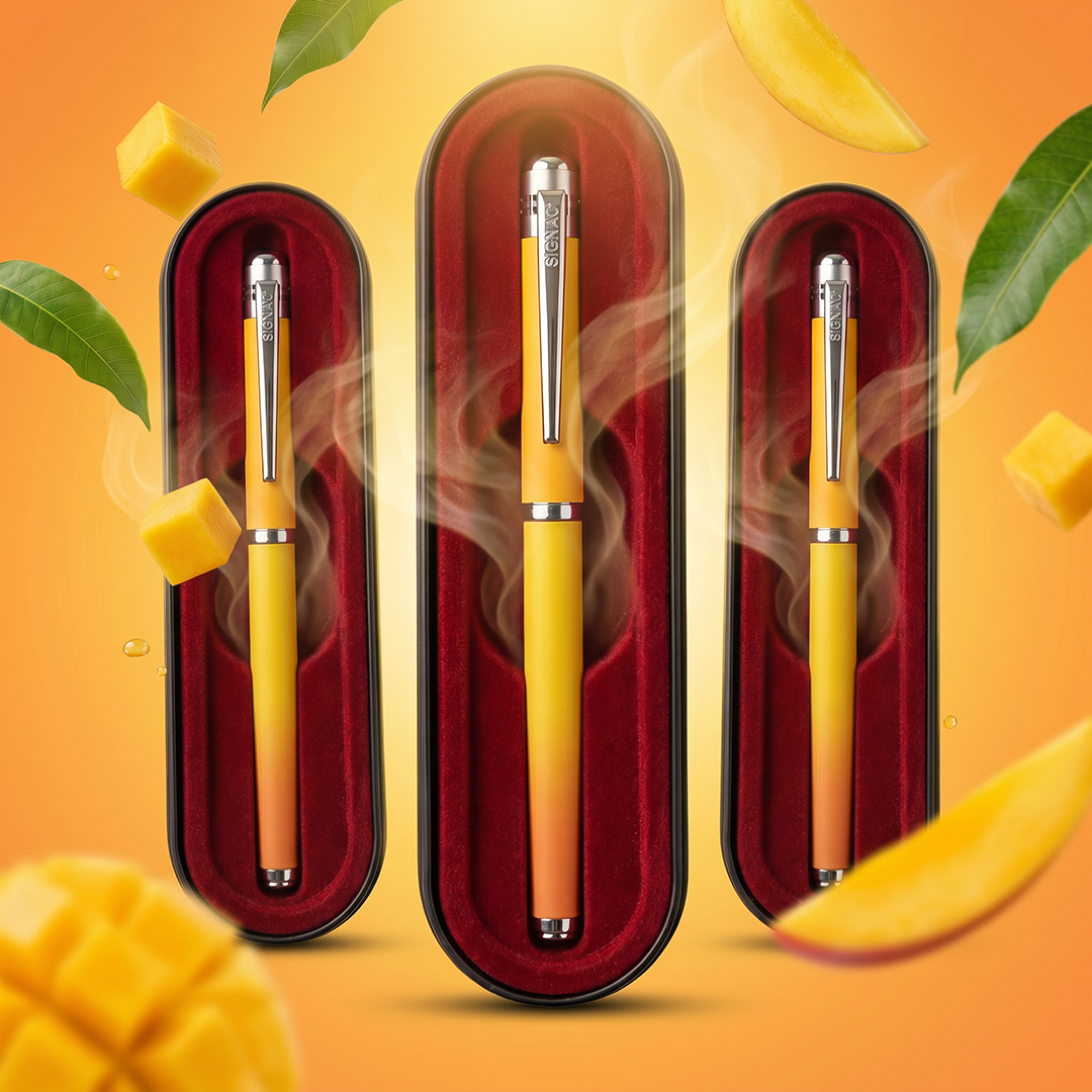 India's 1st - (Alphonso Mango Fragrance Infused) Ombre Shade Metallic Roller Pen