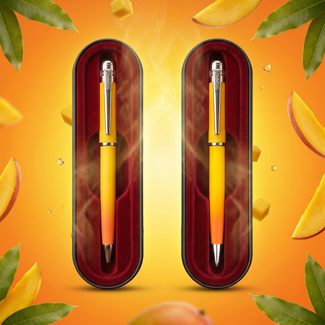 India's 1st - (Alphonso Mango Fragrance Infused) Ombre Shade Metallic Ball Pen
