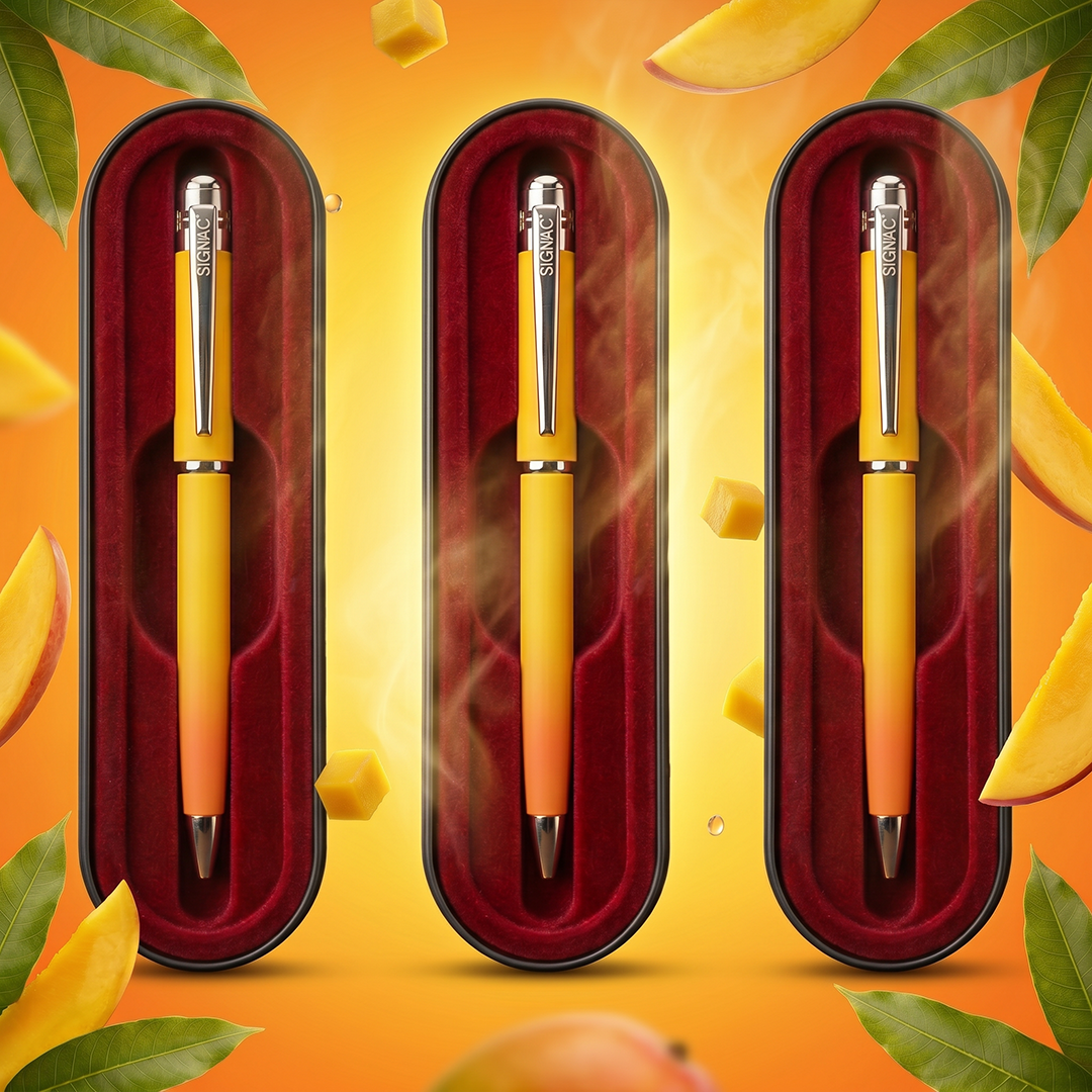India's 1st - (Alphonso Mango Fragrance Infused) Ombre Shade Metallic Ball Pen