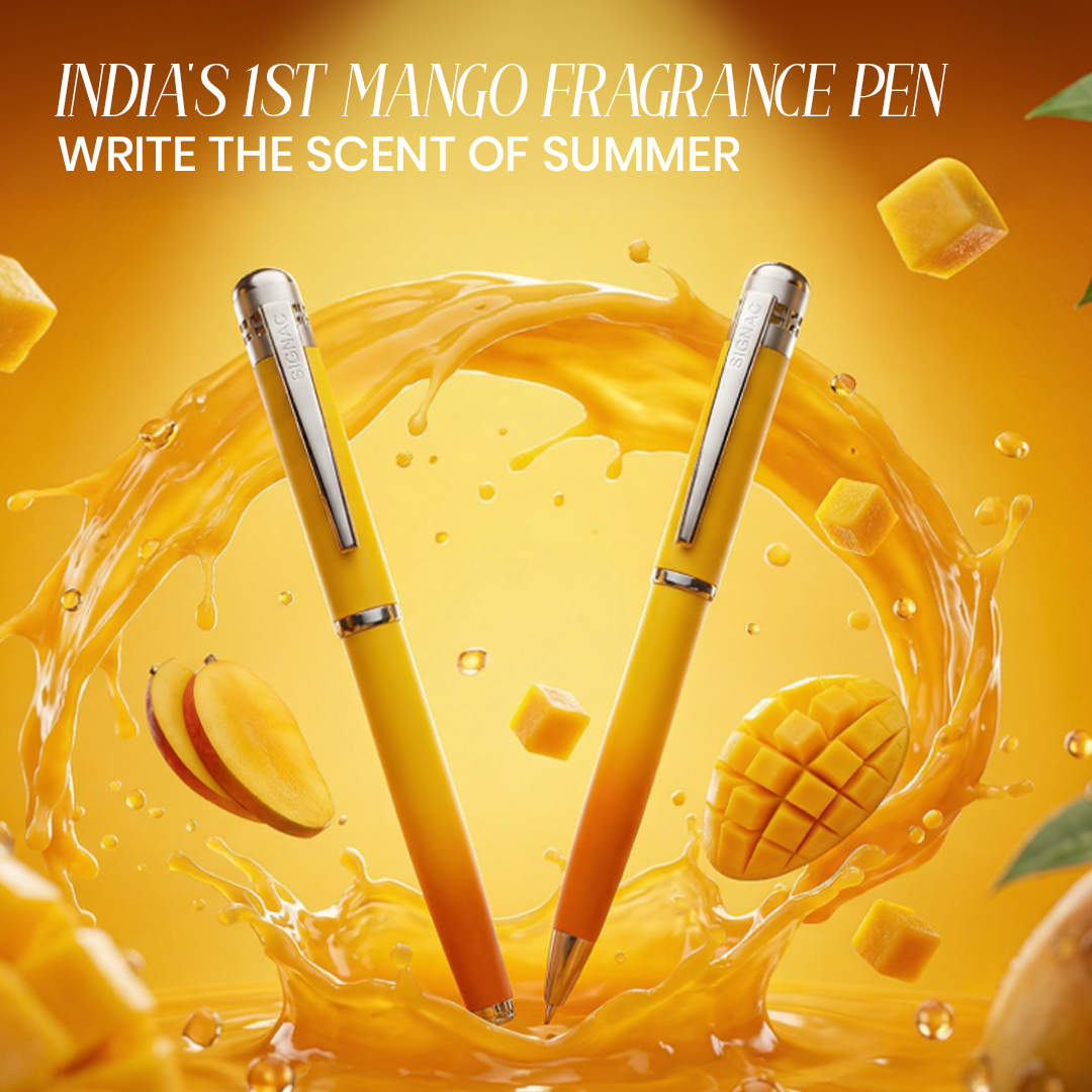 India's 1st - (Alphonso Mango Fragrance Infused) Ombre Shade Metallic Roller Pen