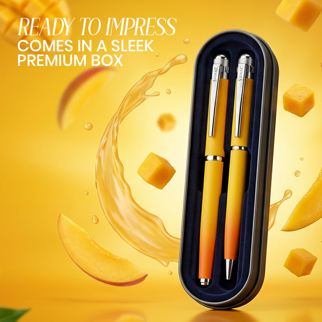 India's 1st - (Alphonso Mango Fragrance Infused) Ombre Shade Metallic Roller Pen