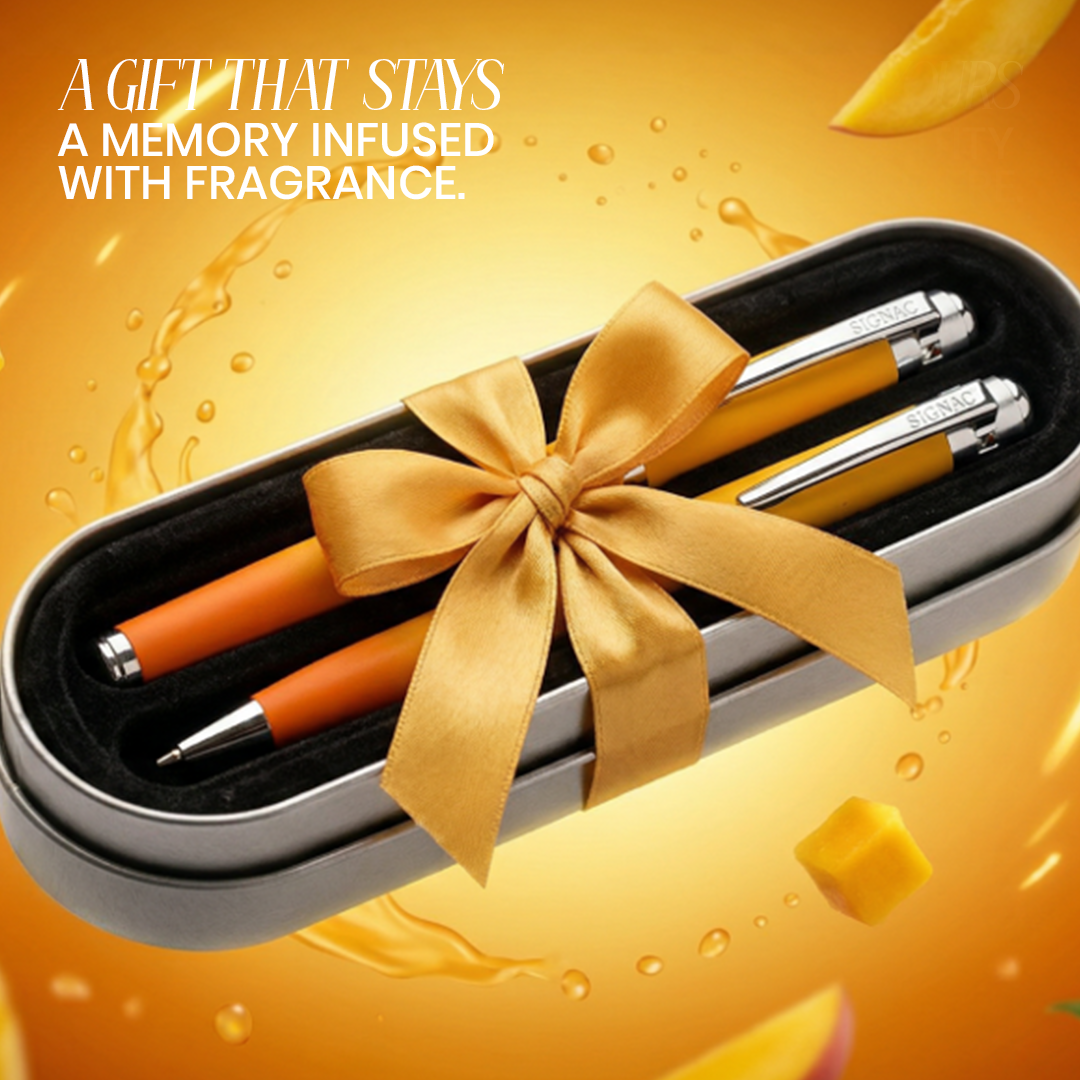 India's 1st - (Alphonso Mango Fragrance Infused) Ombre Shade Metallic Roller Pen