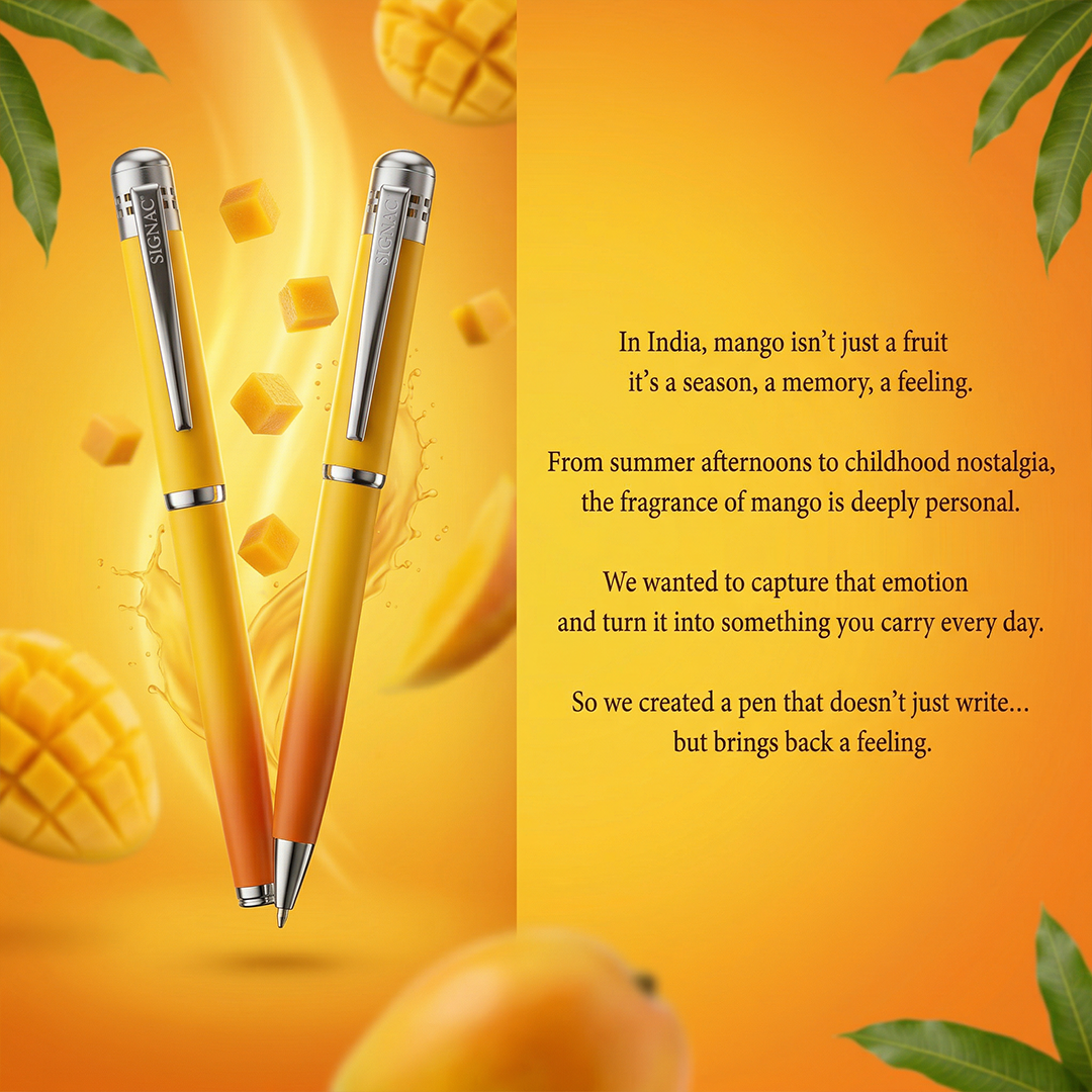 India's 1st - (Alphonso Mango Fragrance Infused) Ombre Shade Metallic Roller Pen