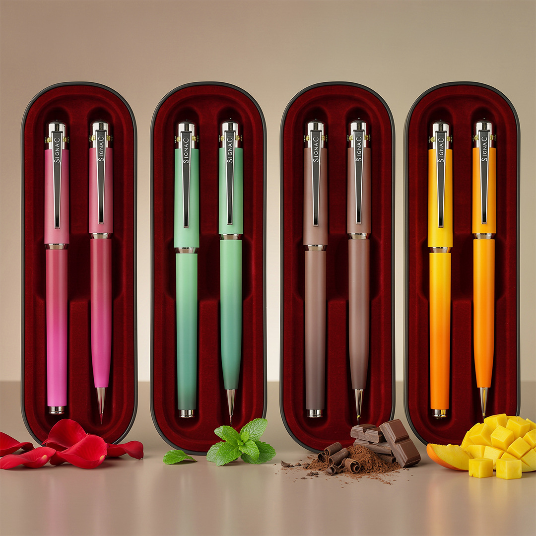 India's 1st - (Fragrance Infused) Ombre Shade Metallic Roller & Ball Pen Set of 8