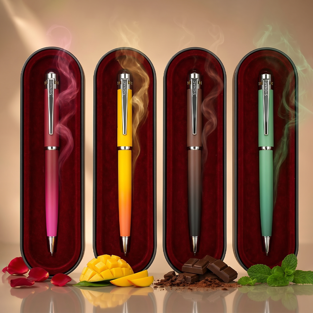 India's 1st - (Fragrance Infused) Ombre Shade Metallic Ball Pen Set of 4