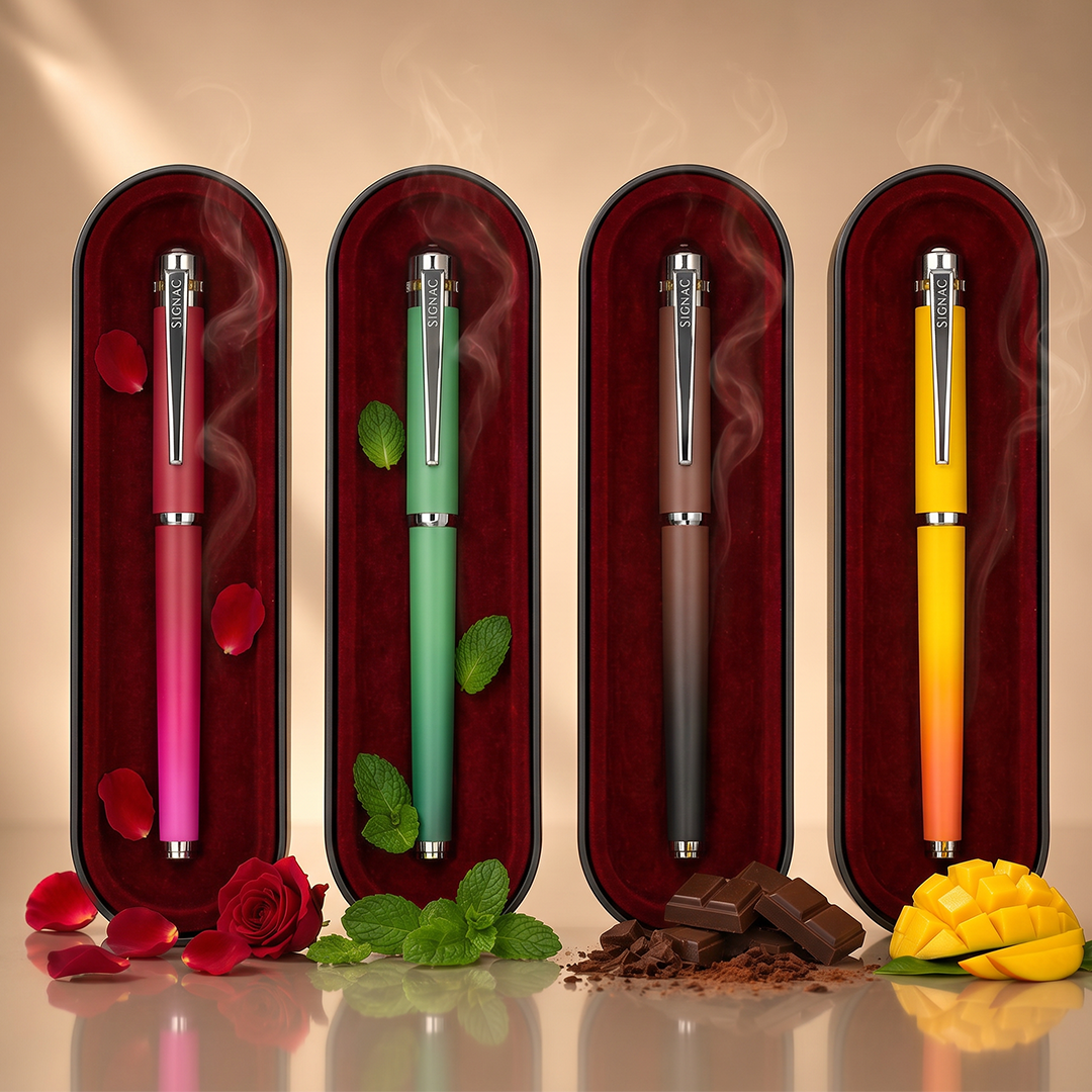 India's 1st - (Fragrance Infused) Ombre Shade Metallic Roller Pen Set of 4
