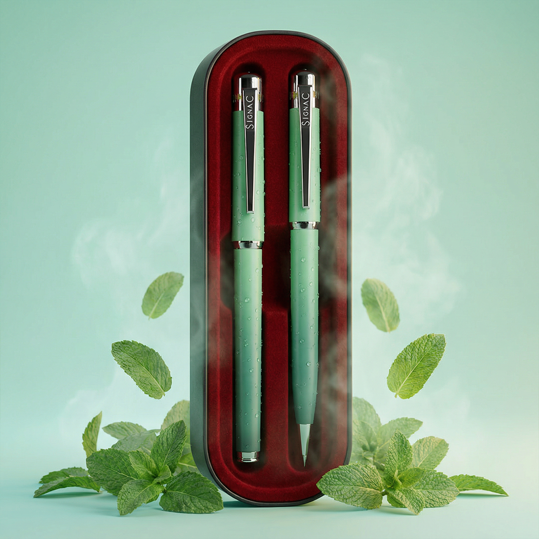 India's 1st - (Mint Fresh Fragrance Infused) Ombre Shade Metallic Roller & Ball Pen Set