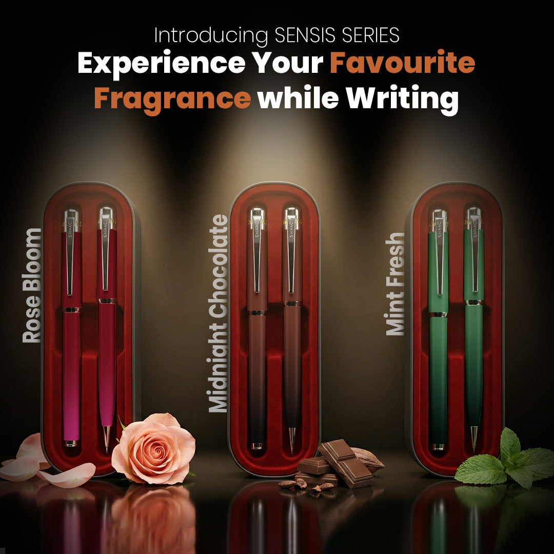 India's 1st - (Fragrance Infused) Ombre Shade Metallic Roller & Ball Pen Set of 6