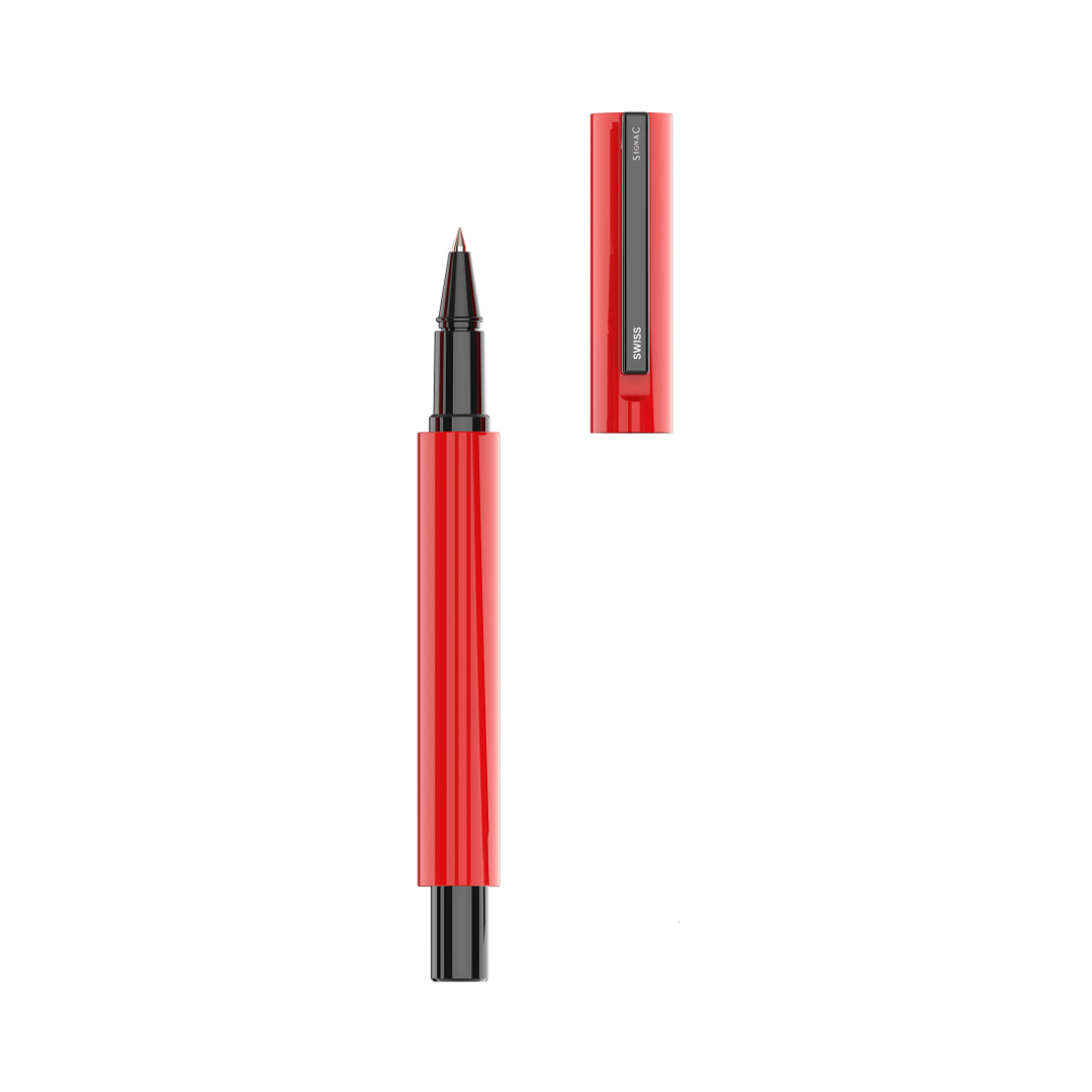 Octav Signature Tringular Metal Roller Pen - Crafted with Swiss Excellence - Red