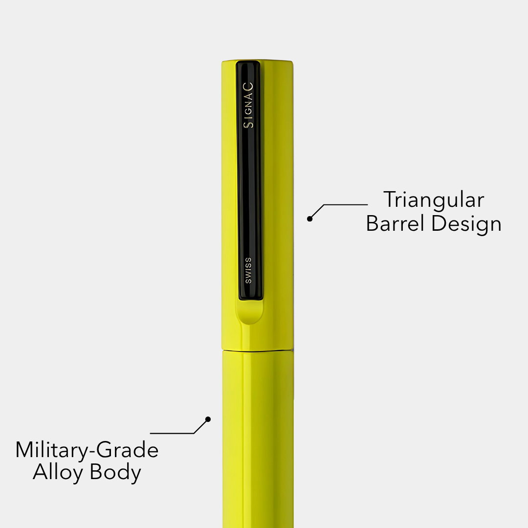 Octav Signature Tringular Metal Roller Pen - Crafted with Swiss Excellence - Yellow