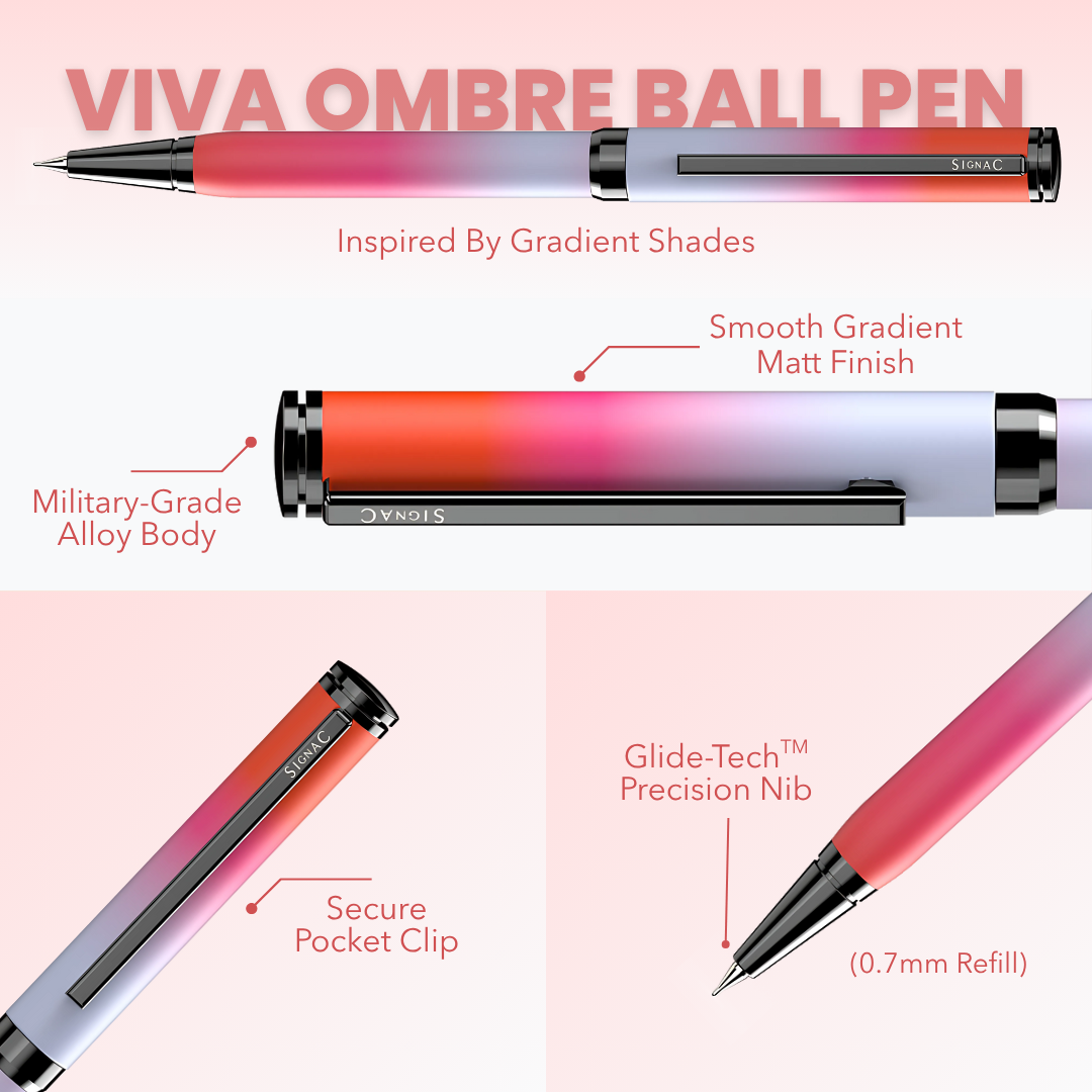 Viva Dual Shade Premium Metallic Roller & Ball Pen Set with Matte Finish