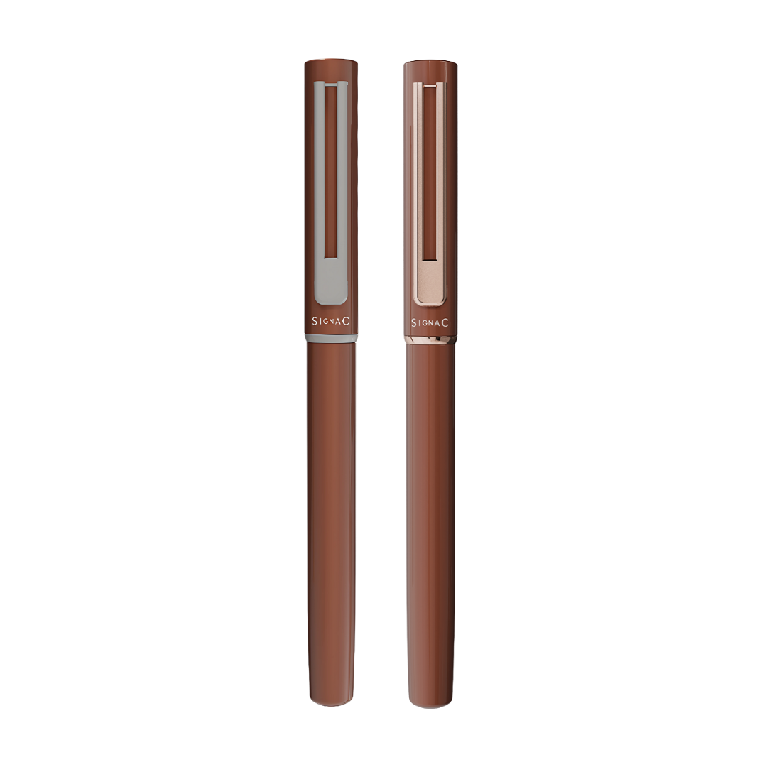 Personalised Roxx Magnetic Pen - Brown Chrome & Copper Brown Rose Gold (Set of 2)